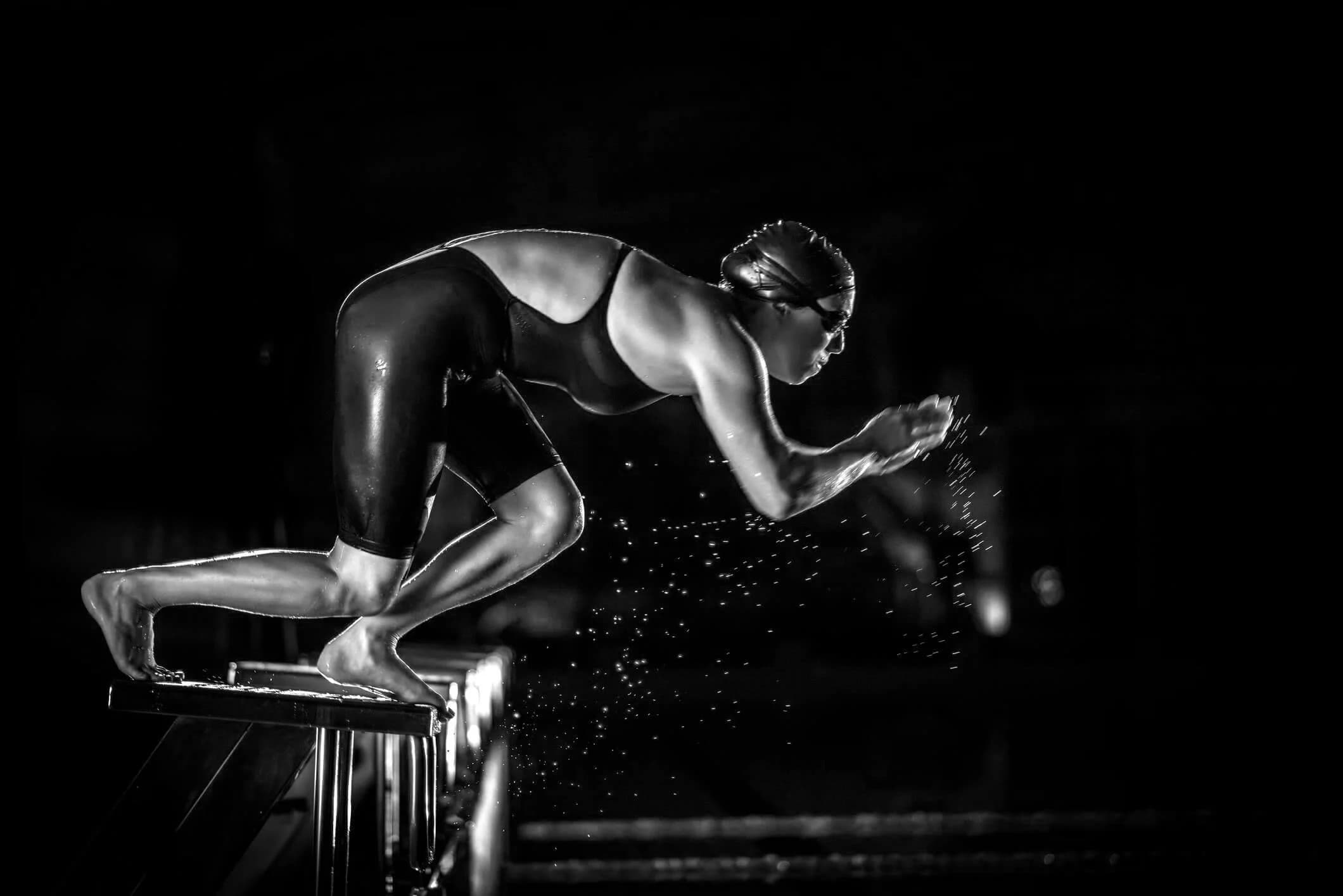 Athlete diving